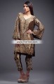 PW6929 Medium Taupe Raw Silk Crinkle Chiffon Party Dress