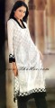 EW6676 Off White And Black Crinkle Chiffon Shalwar Kameez