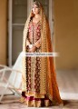MX6846 Burgundy Tangerine Crinkle Chiffon Banarasi Jamawar Bridal Maxi