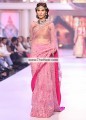 SR6722 Rust Flamingo Pink Crinkle Chiffon Self Print Jamawar Banarasi Crinkle Chiffon Saree