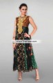 AK7322 Cinnamon Phthalo Green Sacramento State Green Banarasi Jamawar Banarasi Crinkle Chiffon Anarkali