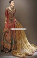 BW6709 Falu Red Davy's Grey Light Drab Banarasi Jamawar Crinkle Chiffon Sharara