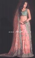 BW6667 Light Salmon Pink And Persian Green Crinkle Chiffon Lehenga