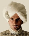 TB412 Off White Banarsi Jamawar Turban