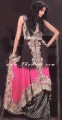 SC6656 Dip Dyed Cerise Pink Dark Eggplant Crinkle Chiffon Anarkali Style