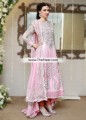 AK7381 Amaranth Pink Coral Red Crinkle Chiffon Banarasi Jamawar Anarkali