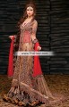 BW6897 Apricot Venetian Red Golden Crinkle Chiffon Banarasi Jamawar Sharara