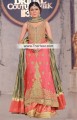AK6542 Pink Green Crinkle Chiffon Banarasi Jamawar Mesuri Chiffon Anarkali Sharara