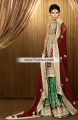 BW7335 Rosewood Dark Green Crinkle Chiffon Banarasi Jamawar Sharara
