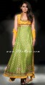 AK7495 Yellow-Green Crinkle Chiffon Anarkali Style