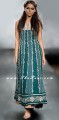 AK7489 Pine Green Crinkle Chiffon Anarkali Style