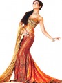 BW225 Burnt orange and Cream Lehenga