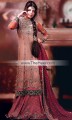 BW5882 Light Rose Taupe Dark Burgundy Banarasi Jamawar Crinkle Chiffon Lehenga
